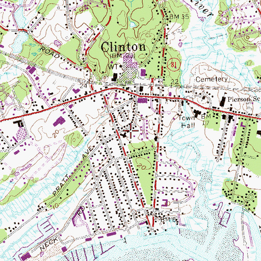 Topographic Map of Clinton Census Designated Place, CT