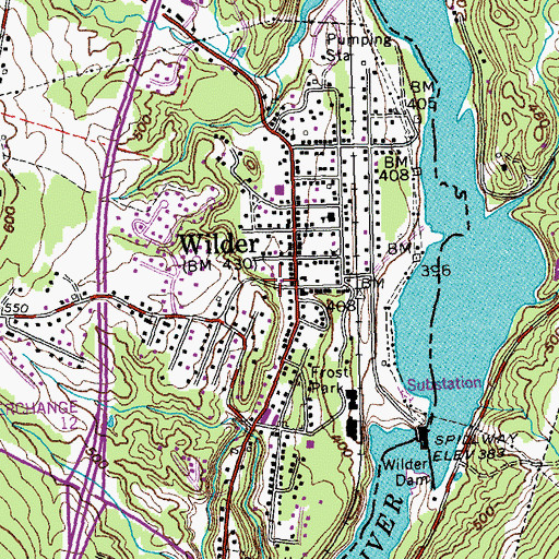 Topographic Map of Wilder Census Designated Place, VT