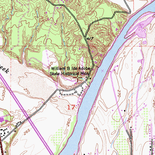 Topographic Map of William B. Ide Adobe State Historic Park, CA