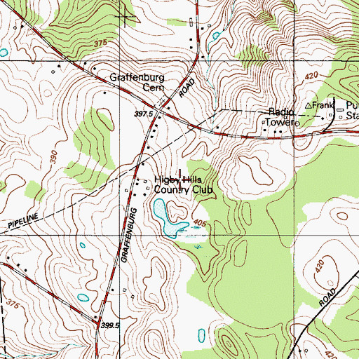 Topographic Map of Higby Hills Country Club, NY