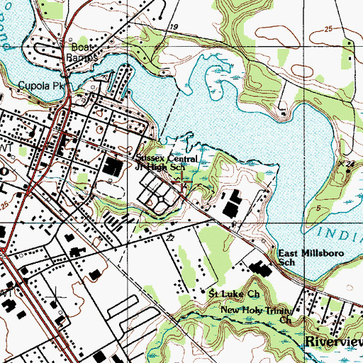 Topographic Map of Town of Millsboro Sewage Treatment Plant, DE