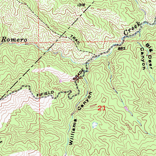 Topographic Map of Williams Canyon, CA