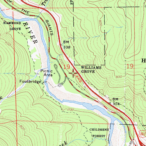 Topographic Map of Williams Grove, CA