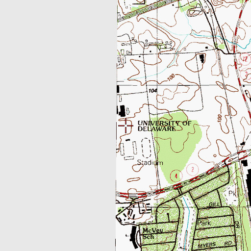 Topographic Map of University of Delaware David M Nelson Athletic Complex, DE