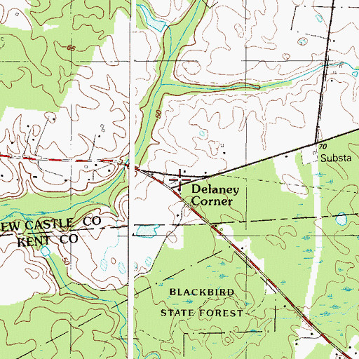 Topographic Map of Delaney Cemetery, DE