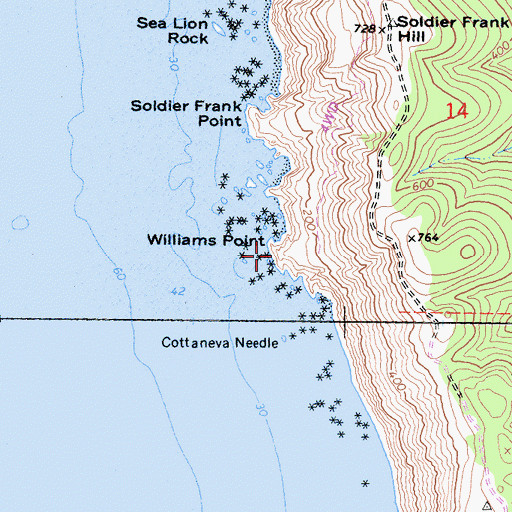 Topographic Map of Williams Point, CA