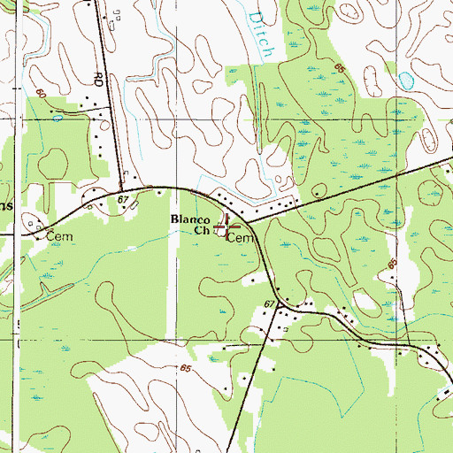 Topographic Map of Blanco Cemetery, DE