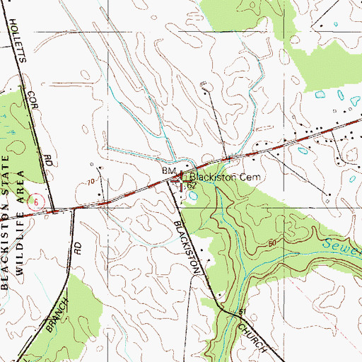 Topographic Map of Blackiston Cemetery, DE