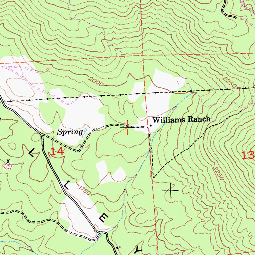 Topographic Map of Williams Ranch, CA