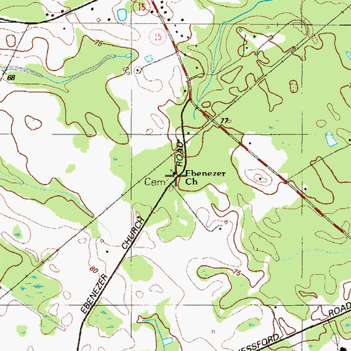 Topographic Map of Ebenezer Cemetery, DE