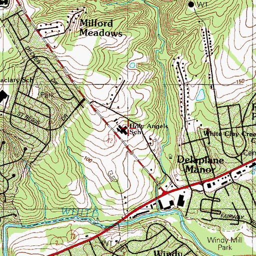 Topographic Map of Saint Johns Holy Angels Church, DE