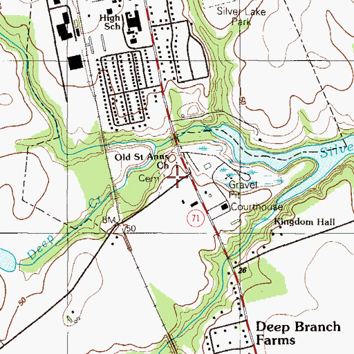Topographic Map of Saint Annes Cemetery, DE