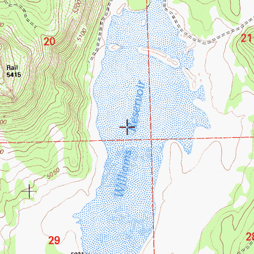 Topographic Map of Williams Reservoir, CA