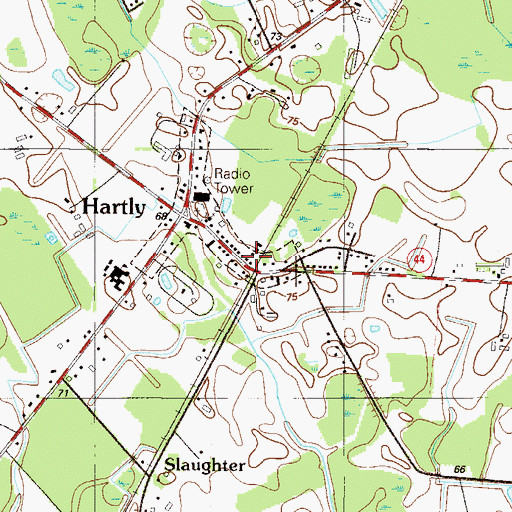 Topographic Map of Hartly Post Office, DE