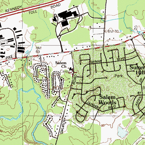 Topographic Map of Salem Methodist Cemetery, DE