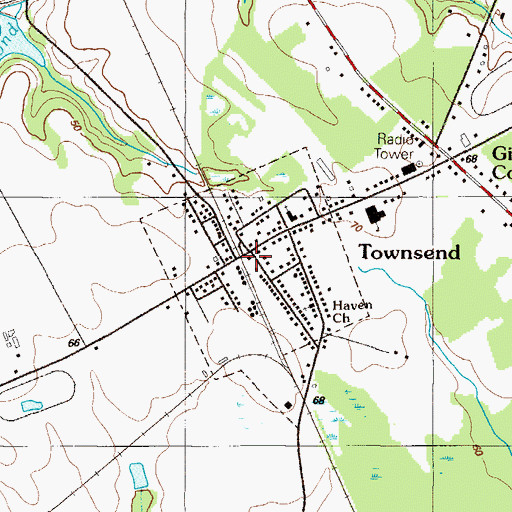 Topographic Map of Townsend Post Office, DE