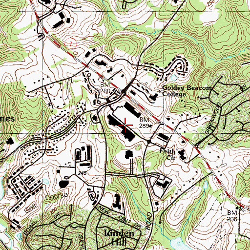 Topographic Map of Pike Creek Shopping Center, DE