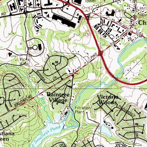 Topographic Map of Saint Johns Evangelical Lutheran Church, DE