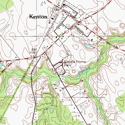 Topographic Map of Warrens Mobile Home Park, DE