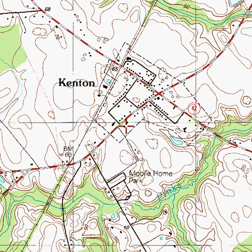 Topographic Map of Kenton Community Hall, DE