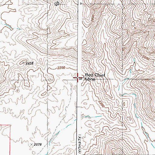 Topographic Map of Red Chief Mine, AZ