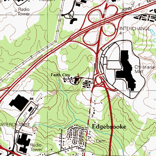 Topographic Map of Faith City Church, DE