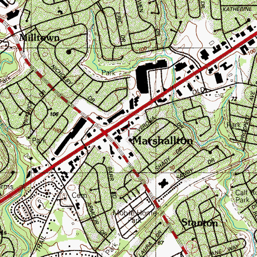 Topographic Map of Parklyn Shopping Center, DE