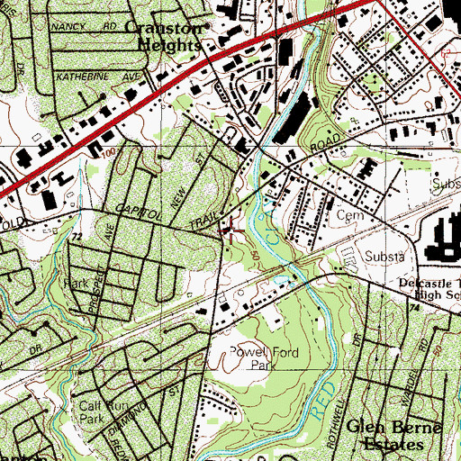Topographic Map of Marshallton United Methodist Church, DE