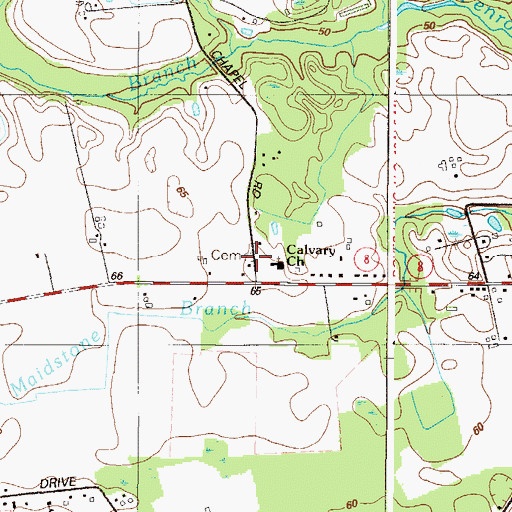 Topographic Map of Asbury Cemetery, DE