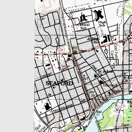 Topographic Map of Seaford District Library, DE