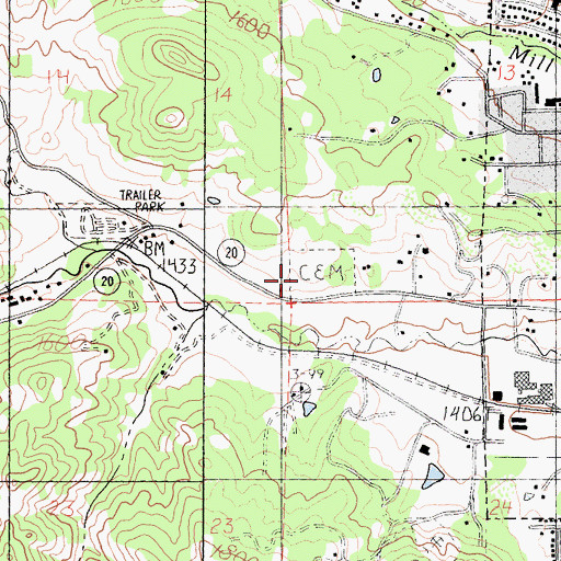 Topographic Map of Willits Cemetery, CA