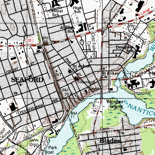 Topographic Map of Seaford City Hall, DE