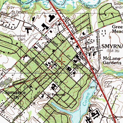 Topographic Map of Smyrna Post Office, DE
