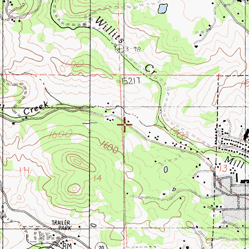Topographic Map of Willits Creek, CA
