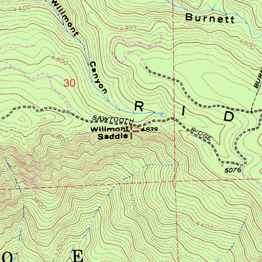 Topographic Map of Willmont Saddle, CA