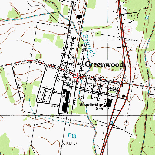 Topographic Map of Greenwood Town Hall, DE