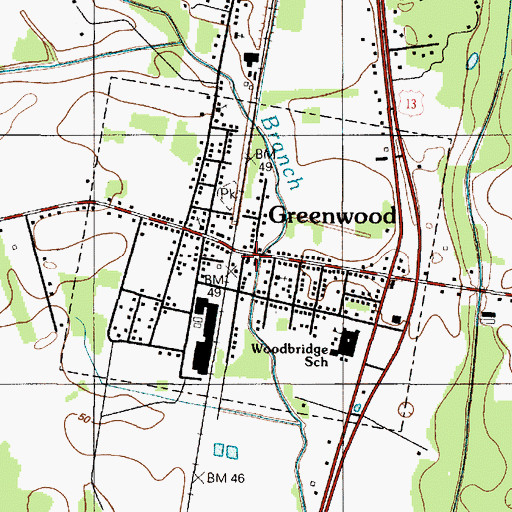 Topographic Map of Greenwood Public Library, DE