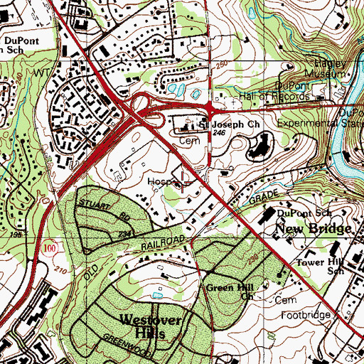 Topographic Map of Christiana Care Eugene du Pont Preventive Medicine Institute at Pelleport, DE