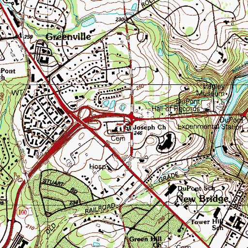 Topographic Map of Saint Joseph on the Brandywine Cemetery, DE