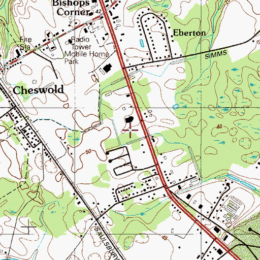 Topographic Map of Crossroad Christian Church, DE