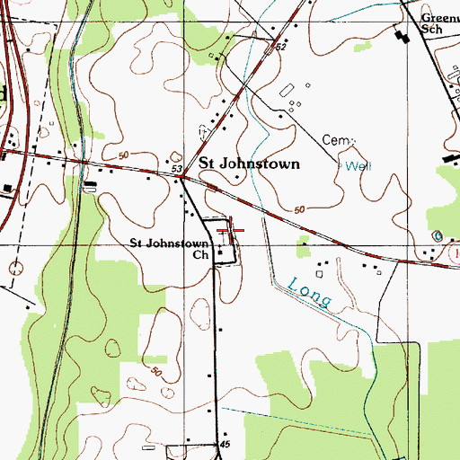 Topographic Map of Saint Johnstown Cemetery, DE