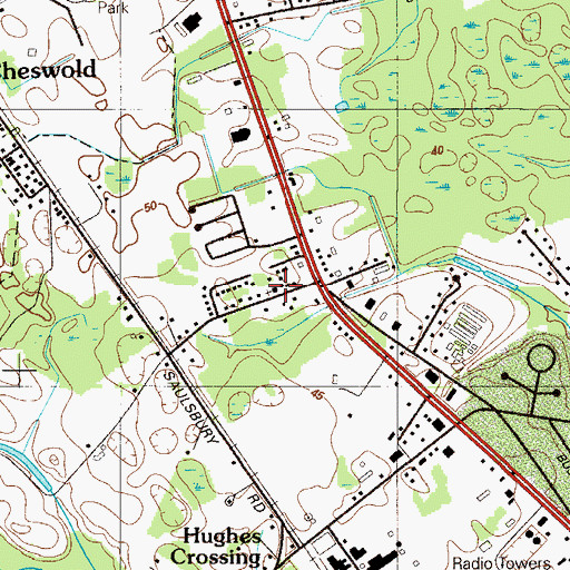 Topographic Map of First Baptist Church of Cheswold, DE