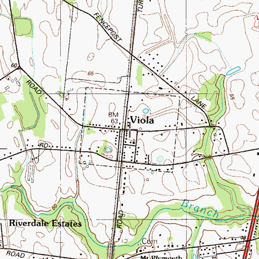 Topographic Map of Viola Post Office, DE