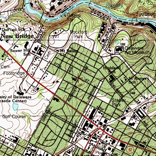 Topographic Map of Immanuel Church Highlands, DE