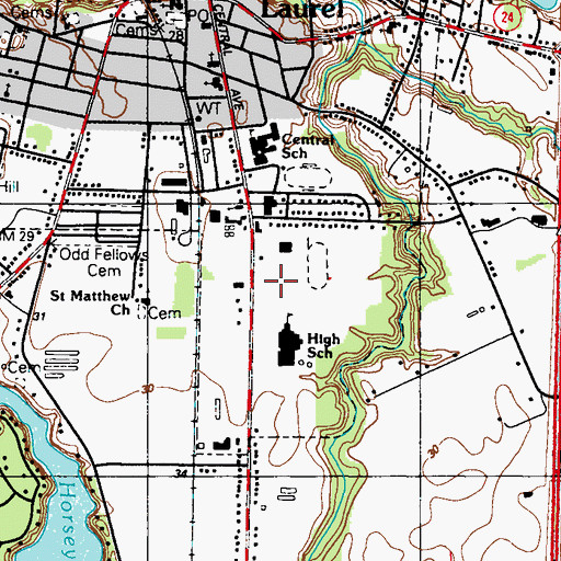 Topographic Map of Laurel Post Office, DE