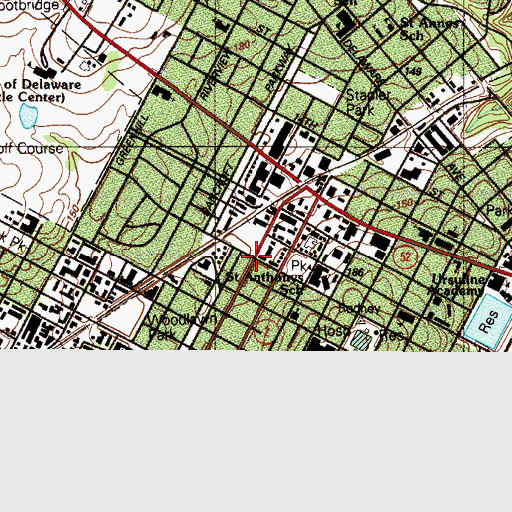 Topographic Map of Woodlawn Branch Library, DE