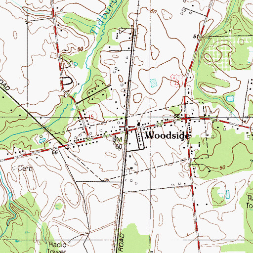 Topographic Map of Woodside Center Shopping Center, DE
