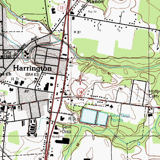 Topographic Map of Harrington Midway Park Center Shopping Center, DE