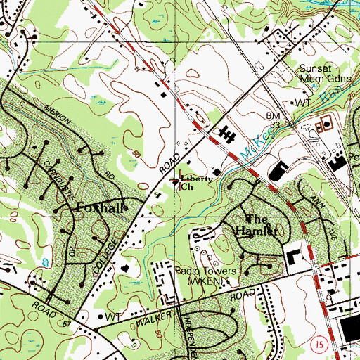 Topographic Map of Liberty Church, DE