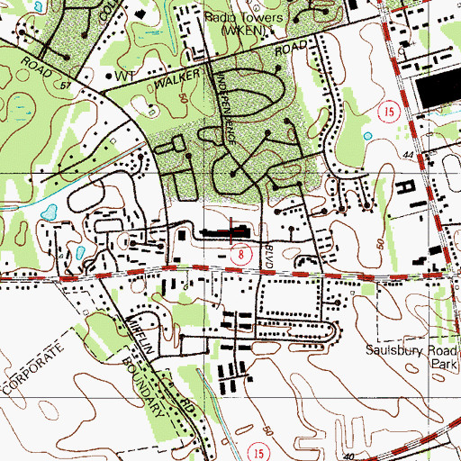 Topographic Map of Greentree Village Shopping Center, DE